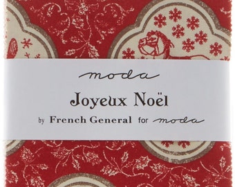 Joyeux Noel by French General for Moda Charm Pack, 40 - 5 inch squares; #13710PP