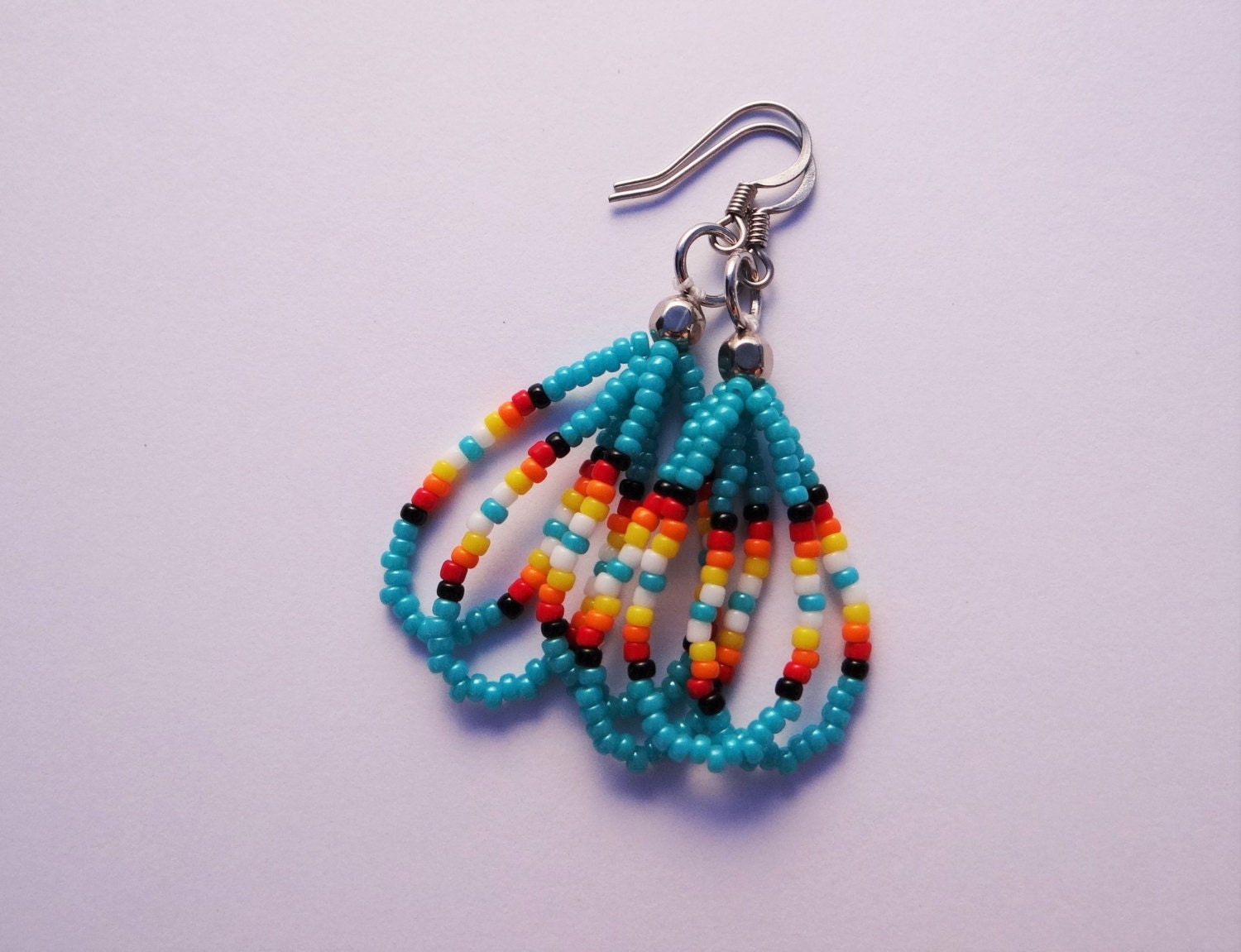 Teal Native American Beaded Dangle Earrings