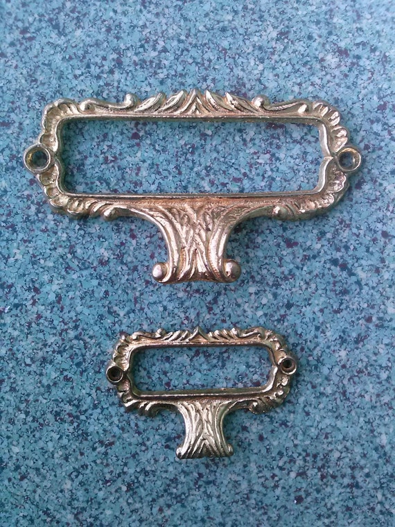 Vintage 1900s Victorian Nameplates Brass Ornate 16 Large 7