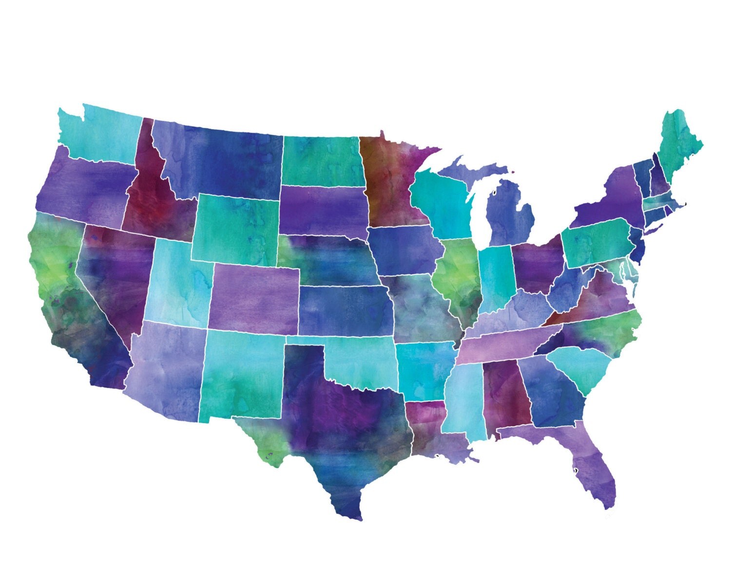 Watercolor United States Map - Il Fullxfull.847226754 B269 