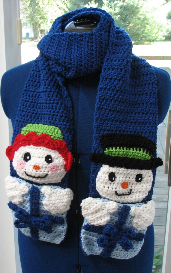 Download Crochet Pattern - Boy & Girl Snowman Scarf Crochet Pattern- Snowman Pattern - Scarf Pattern ...