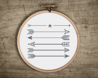 modern cross stitch pattern ++ geometric arrows ++ retro indian military ++ pdf INsTAnT DOwNLoAD ++ diy hipster ++ handmade design