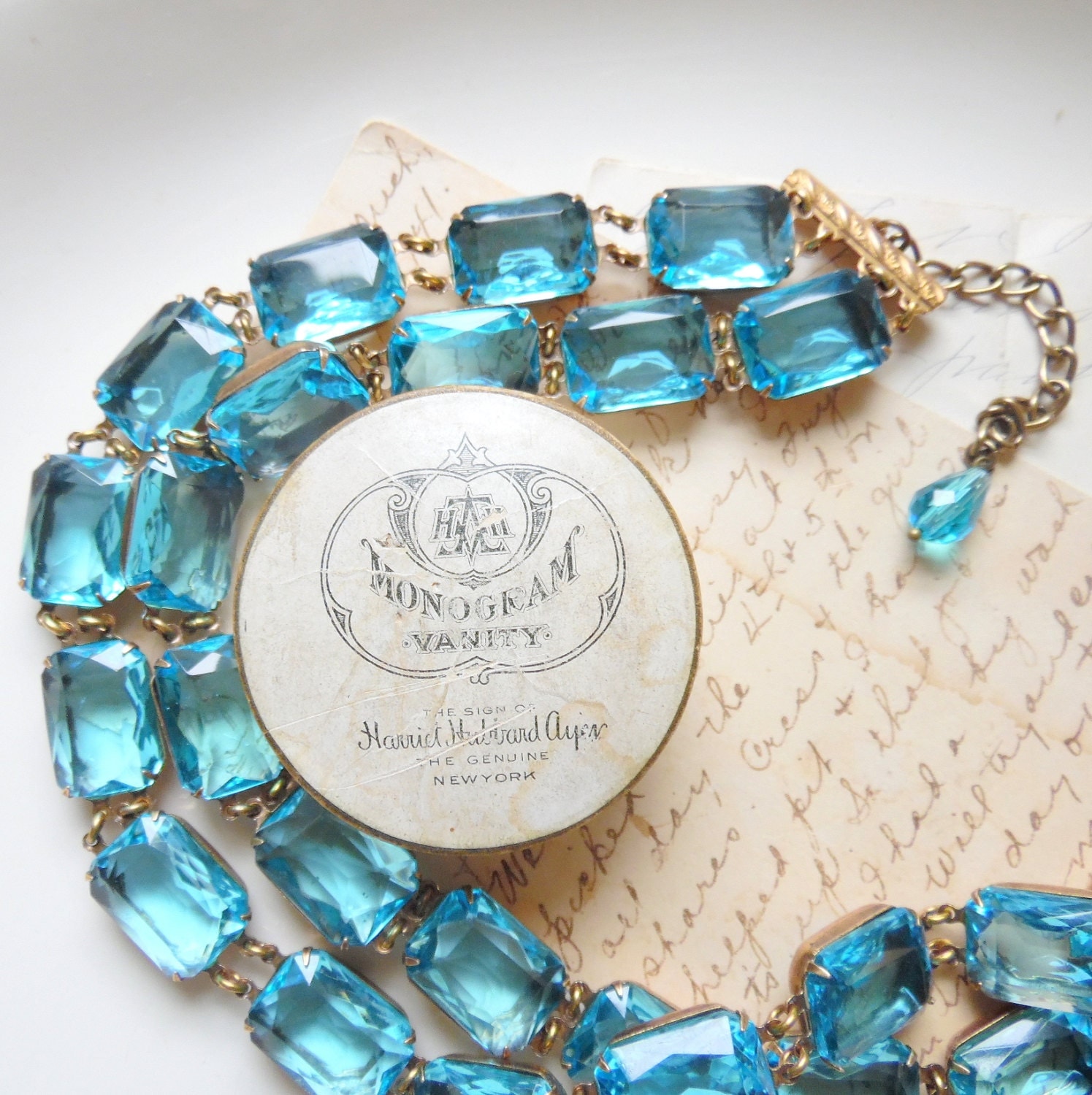 Anna Wintour necklace collet aquamarine statement necklace