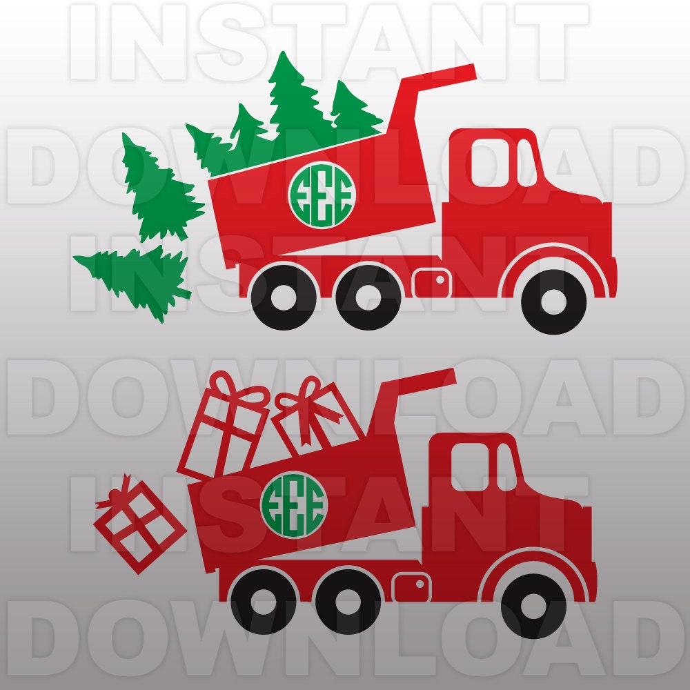 Download Christmas SVG File-Dump Truck SVG-Monogram svg-Die CutVector