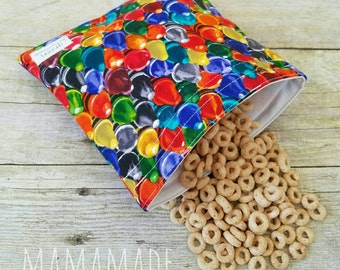 Crayons - Medium Reusable Sandwich Bag from green by mamamade