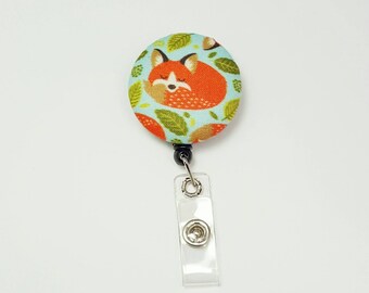 Retactable ID Badge Reel / ID Badge Holder / Name Badge Clip / Badge Pull / Nurse Badge Reel / Retractable Badge Holder - Foxy