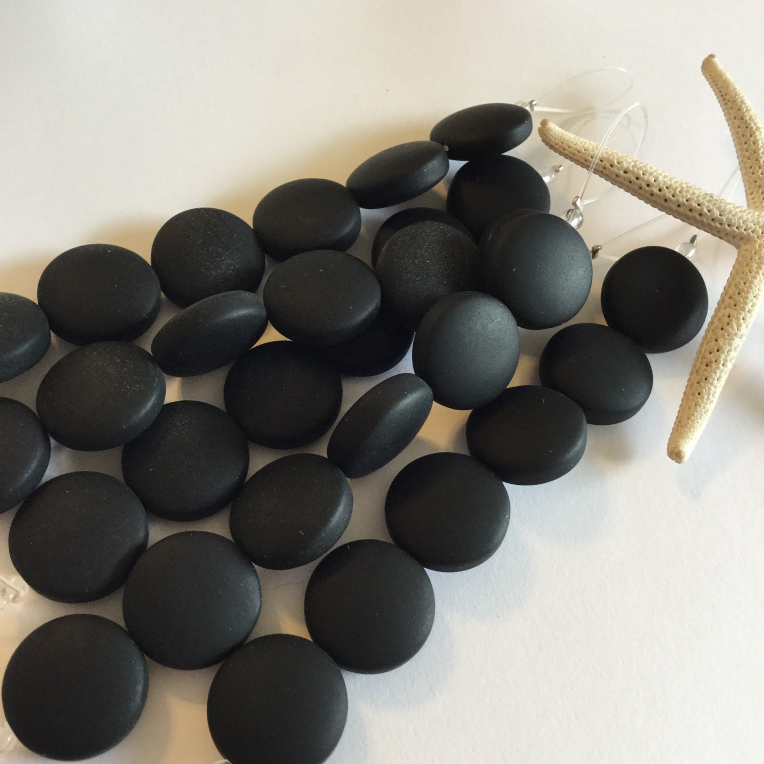15 mm Black Sea glass beadsdrilled beach glasstumbled