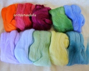 Merino wool hand painted hand dyed with eco colors merino wool 10 colors 2.6oz/ 75g
