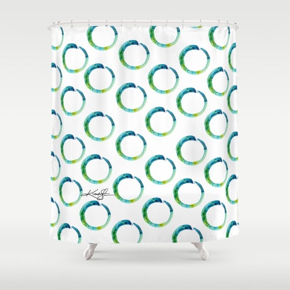 Green Enso Zen Circle Shower Curtain Spiritual art Shower