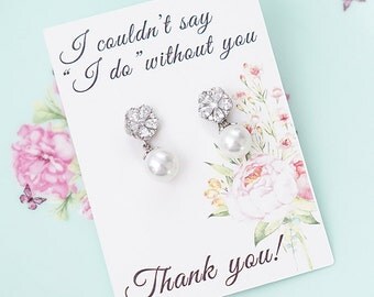 Mother of the Bride Gift / Mother of the Groom Gift / Gift From Bride / Bridesmaid Thank You Card Bridesmaid Earrings Gift
