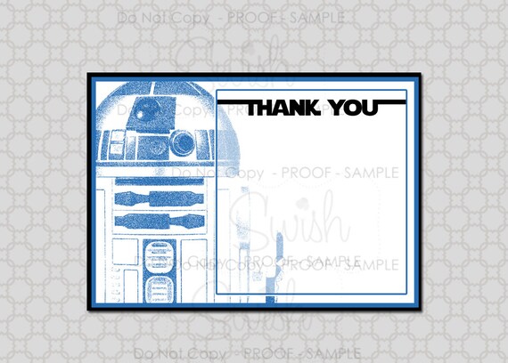 Space Party Thank you cards | Space Robot Theme Thank you note | Digital Download | Instant Download Il_570xn