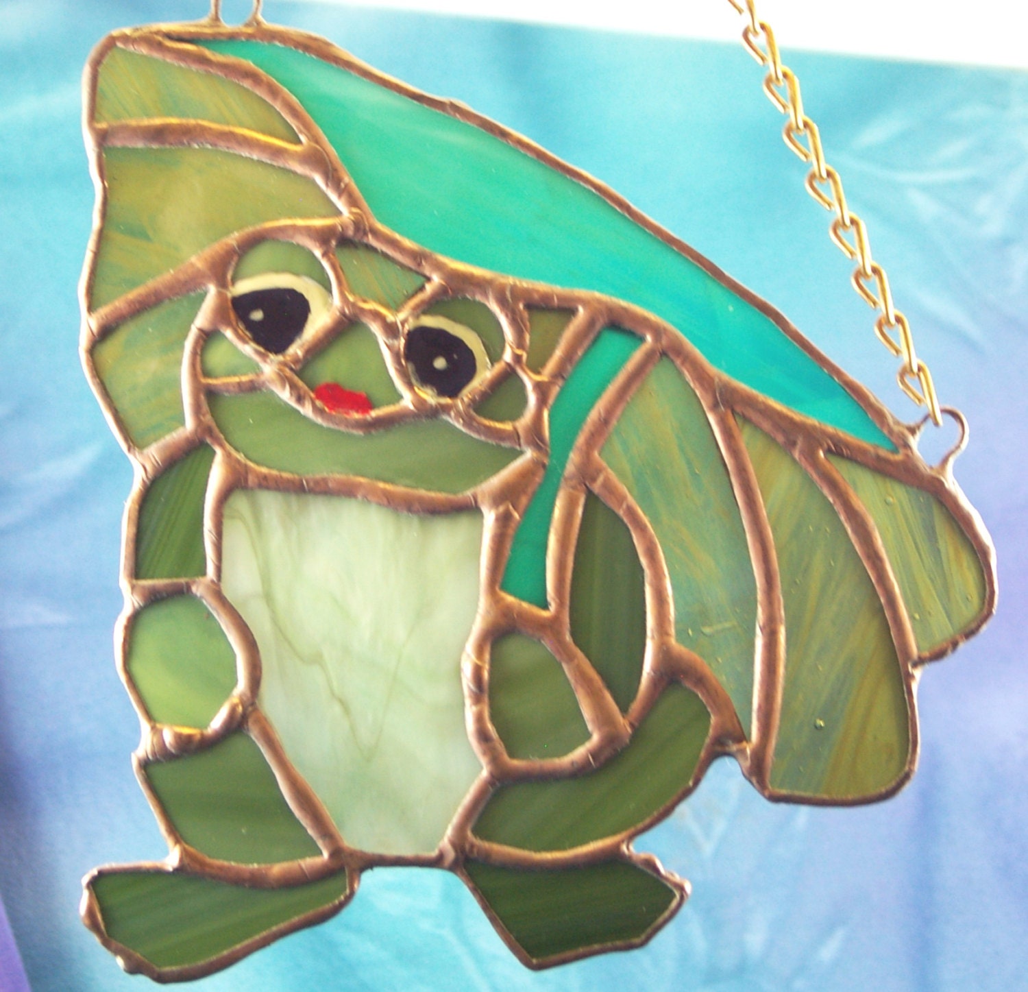 Handmade Stained Glass Frog Suncatcher