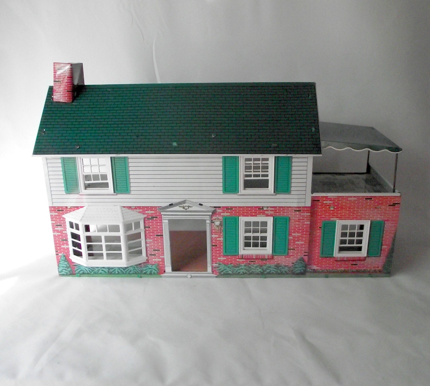 MARX Doll House Metal Two Story Colonial Brick Country Home