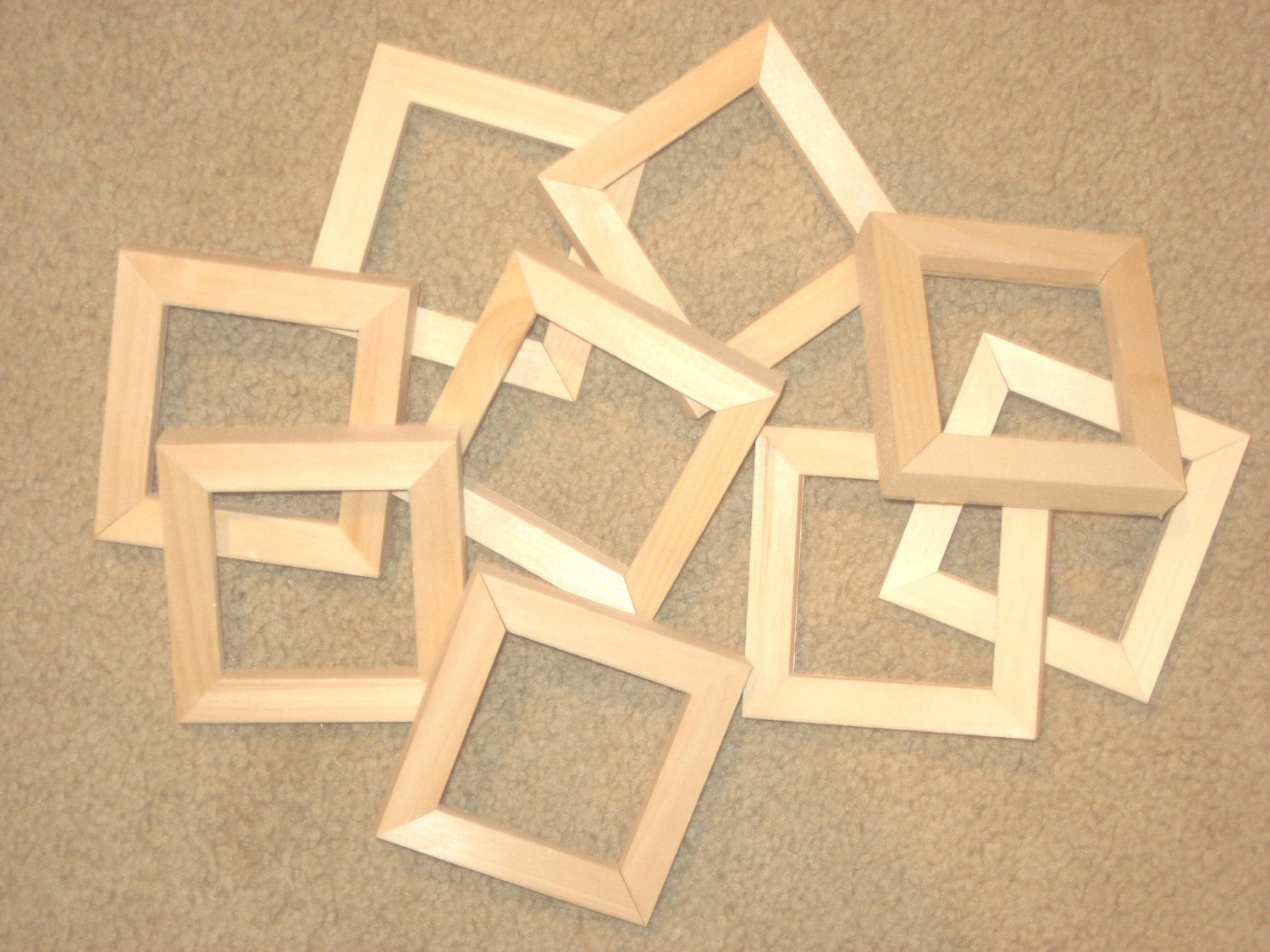 Unfinished wood picture frames various sizes in lots of 6