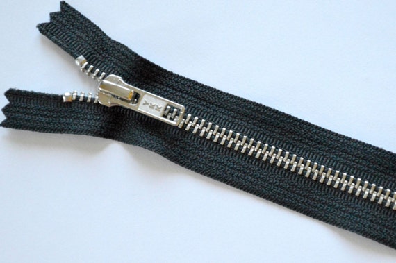 22 YKK Black Zipper Silver Metal Teeth