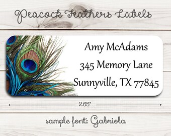 Peacock Feathers Return Address Labels