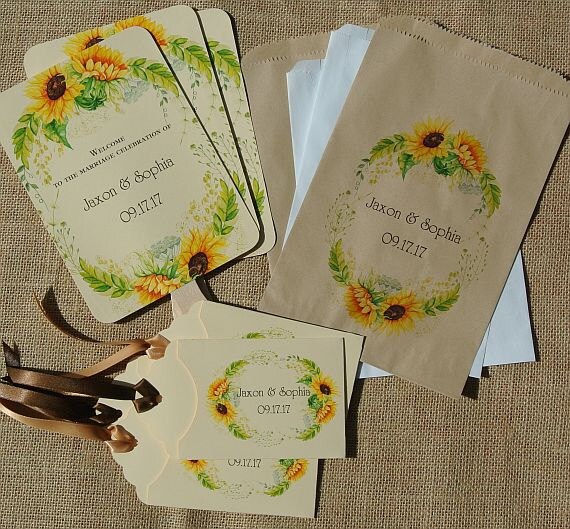 Wedding Favor Bags Sunflower Wedding Sunflower Favor Bags