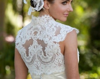 Plus Size Lace Bridal Topper - Plus Size Lace Topper - Plus Size Bridal Bolero - Phoebe
