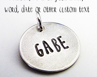 Name Charm | Personalized Silver Charm | Custom Hand Stamped Jewelry | Silver Engraved Charm | Eriadesigns