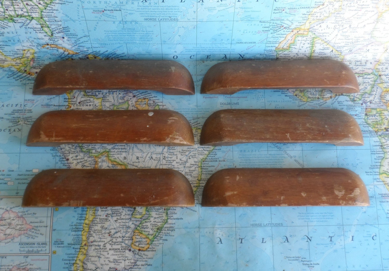 SALE! 6 wide vintage rustic rectangle wood handles Haute Juice