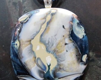 Fused Glass Pendant with ribbon necklace: The Portal Reaction