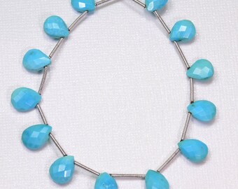 Sleeping Beauty Turquoise Faceted Pear Briolette Beads 6.6" Strand