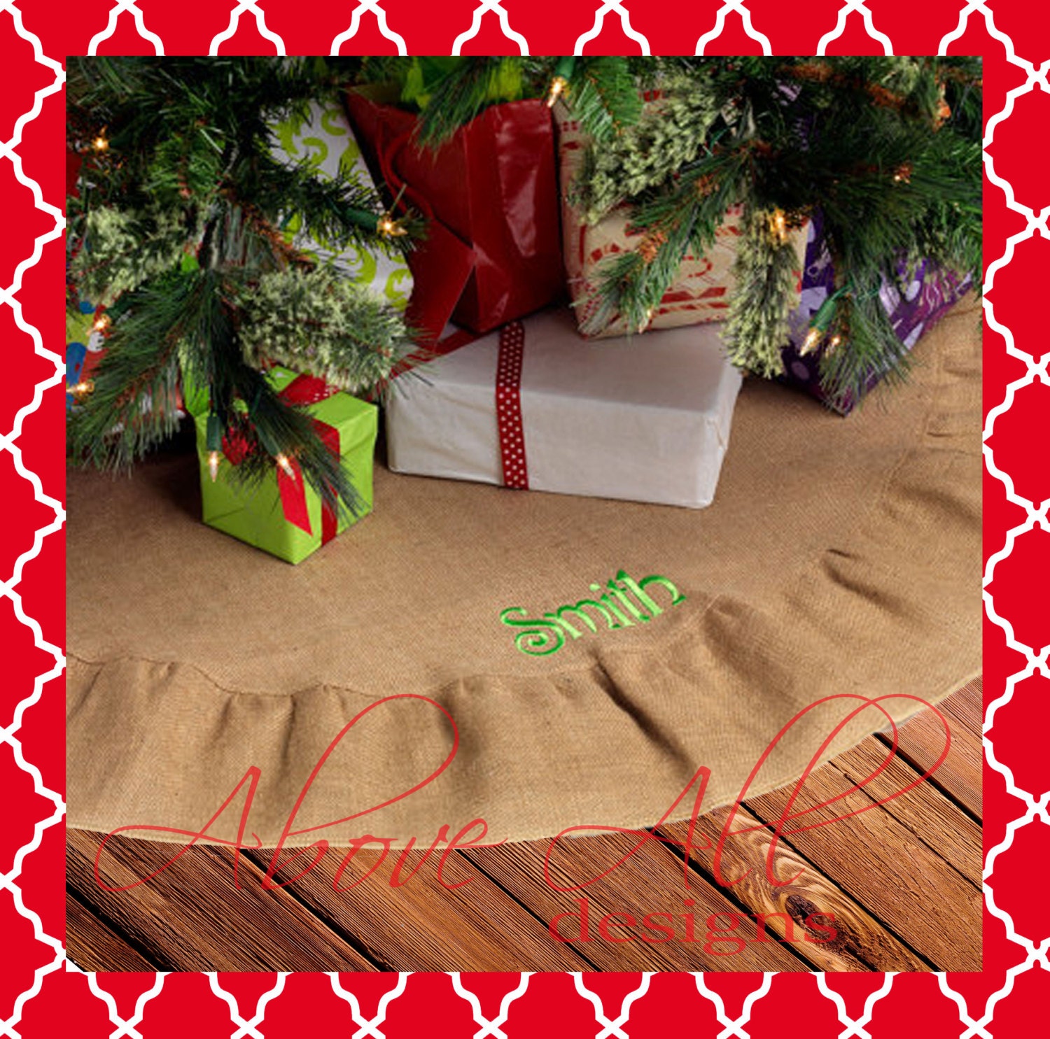 sale embroidered burlap christmas tree skirt sale embroidered burlap christmas tree skirt
