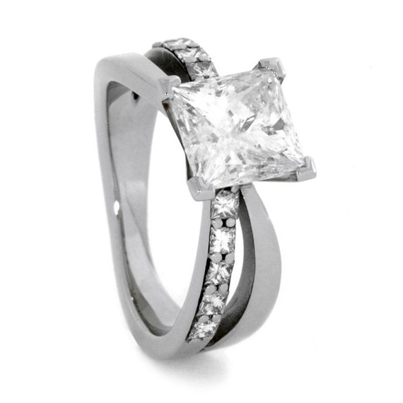 Diamond Bow Engagement Ring in 14k White Gold by jewelrybyjohan