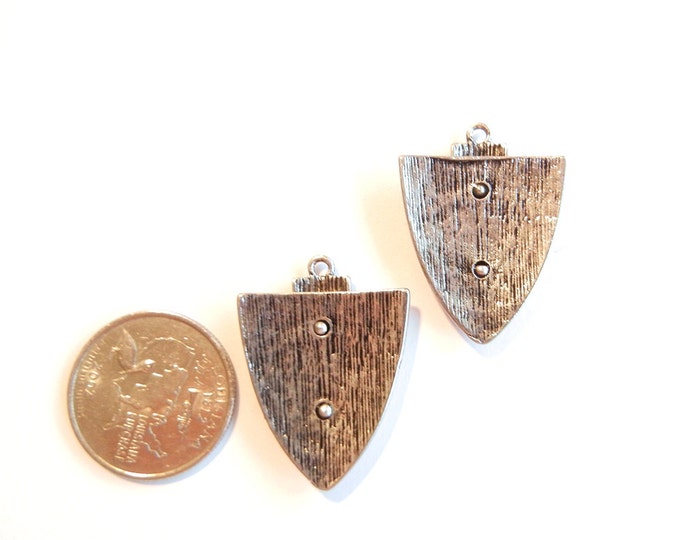 Pair of Tribal Shield Shaped Charms Silver-tone