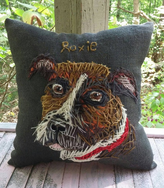 embroidered dog pillows