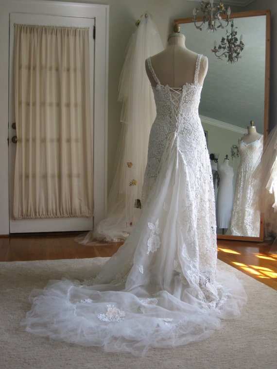 Hand Painted Lace Wedding Gown on sale