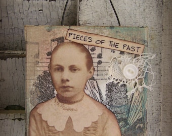 Original Antique Photograph Collage Vintage Altered Mixed Media Mini Collage Art Miniature Art QueenBe Altered Art Vintage Mixed Media