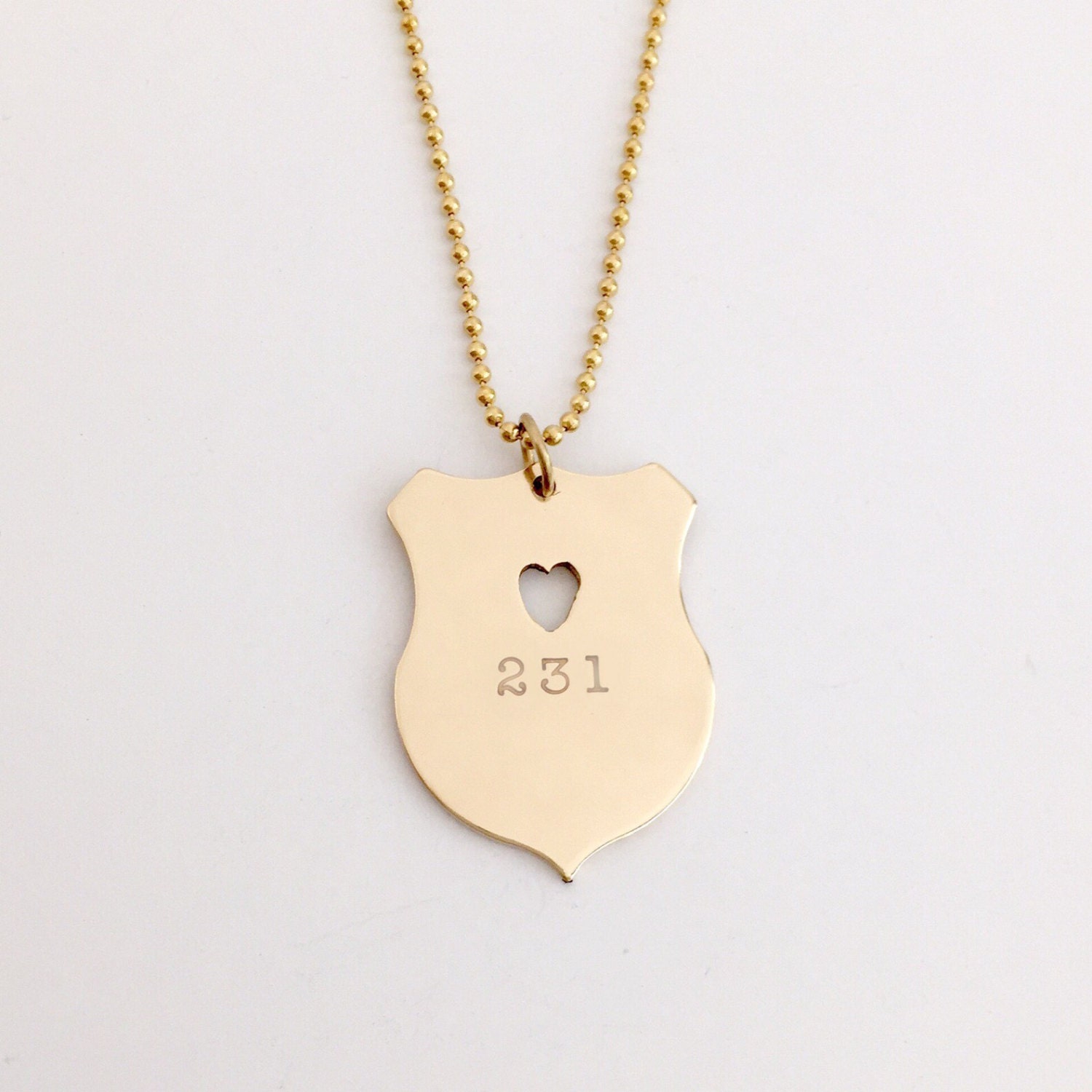 Police Badge Necklace 14K GoldFilled Law Enforcement