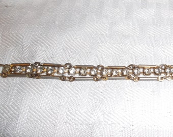 1950s Vintage Link and Rhinestone Bracelet