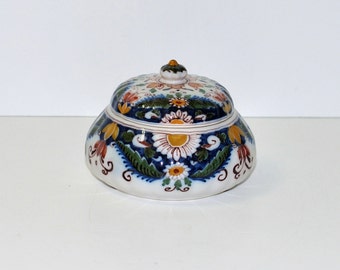 Vintage Dutch Royal Tichelaar Makkum Colored Ceramic Jar, circa 1950s