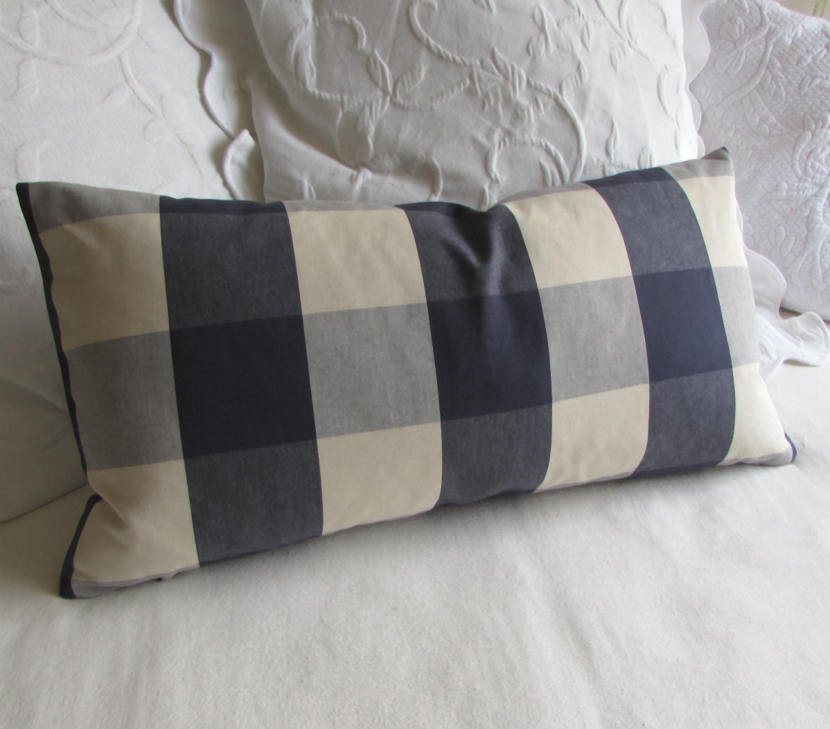 BUFFALO CHECK navy/cream decorative designer pillow by yiayias