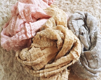 Newborn Lace Knit Stretch Wrap Beige, Photography Prop
