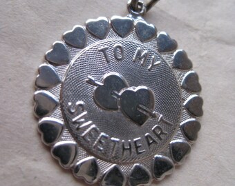 To My Sweetheart Sterling Charm Silver Vintage 925 Hearts