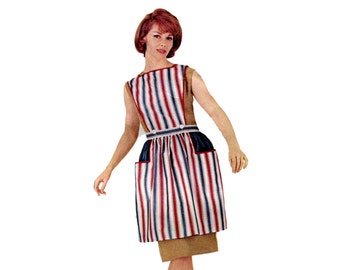 1960s Half or Bib Apron Pattern Big Set In Pockets Square Neck Button On Bib Perfect Hostess Apron Advance 718 Vintage Sewing Pattern