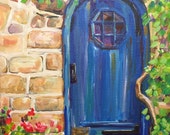 Blue Door art painting 12x9 Blue Door art painting 12x9