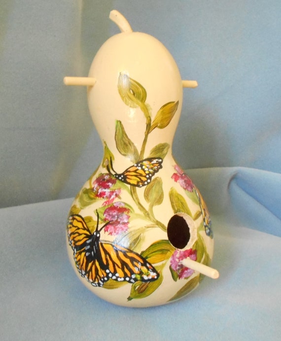 Monarch Butterfly Art Gourd Bird House
