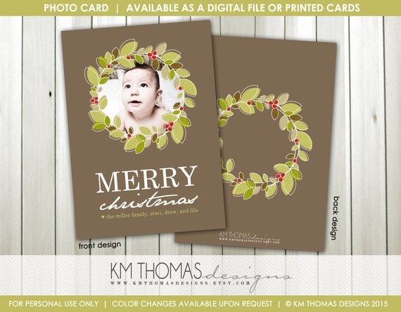 Good Cheer Holiday Photo Card: Christmas Photo Card - Holiday Wreath - Printable - #WH105 Il_570xn