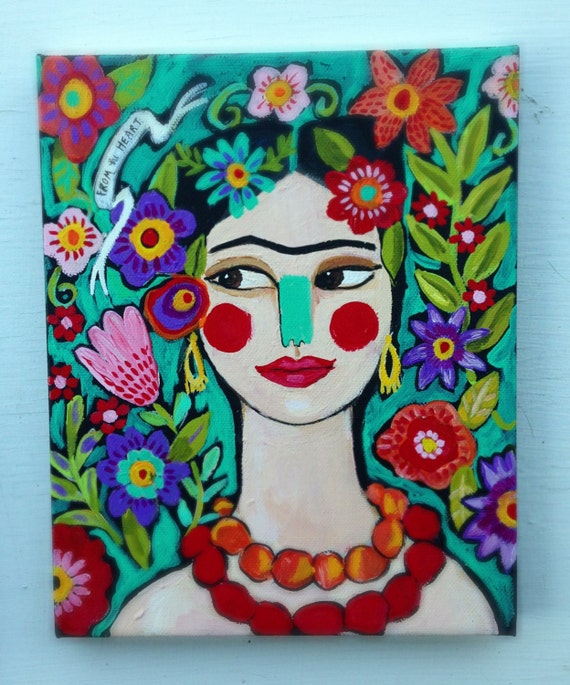 Mexican Folk Art Painting on Canvas