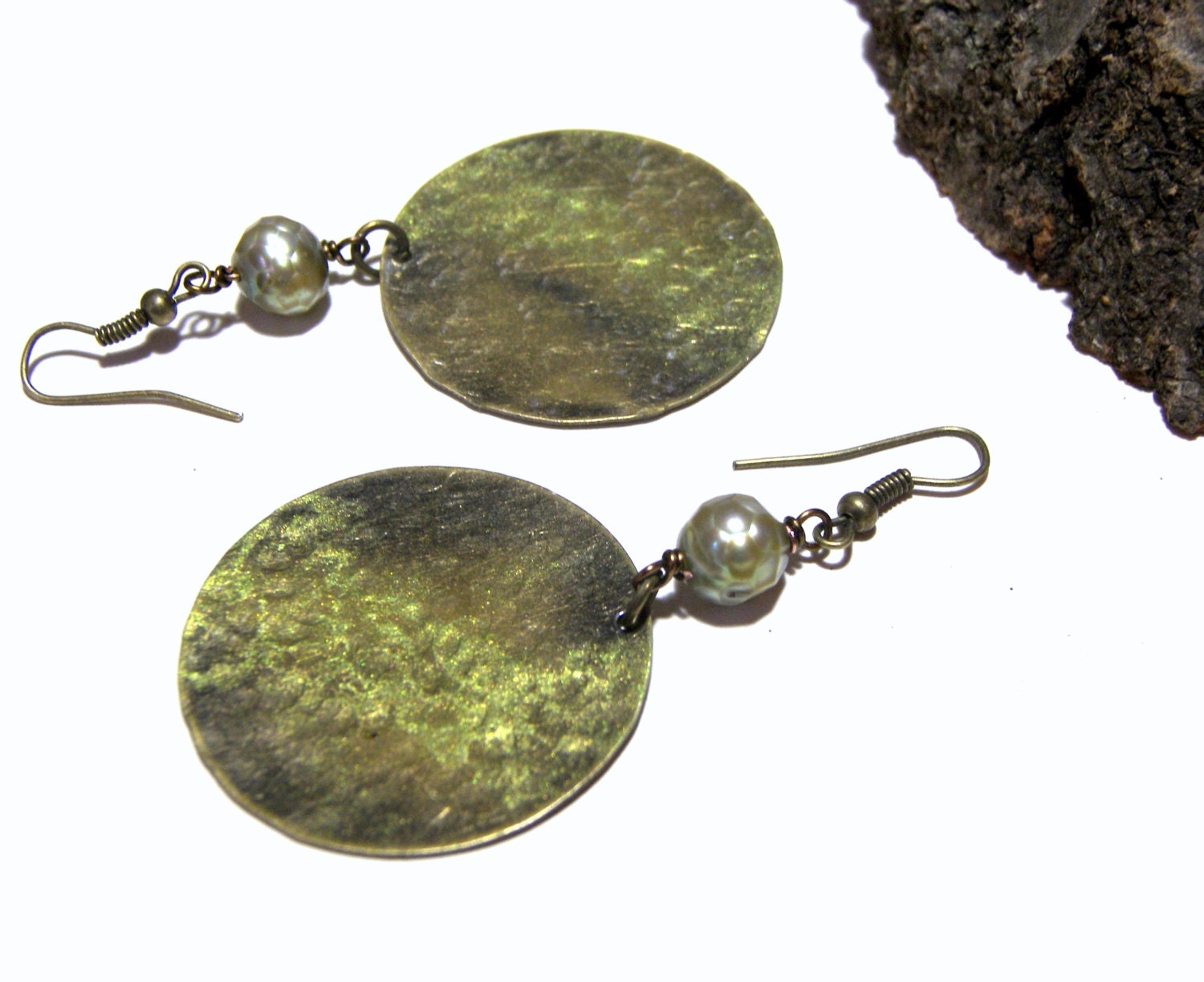 metallic pearl earrings