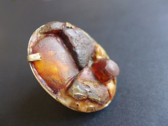 Where You Fear to Live. Rustic Baltic Amber cocktail ring