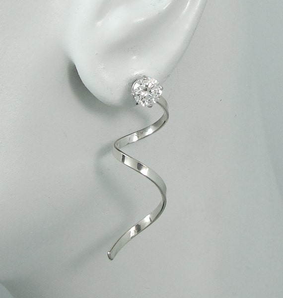 Earring Jackets Solid Sterling Silver Diamond Jackets Stud
