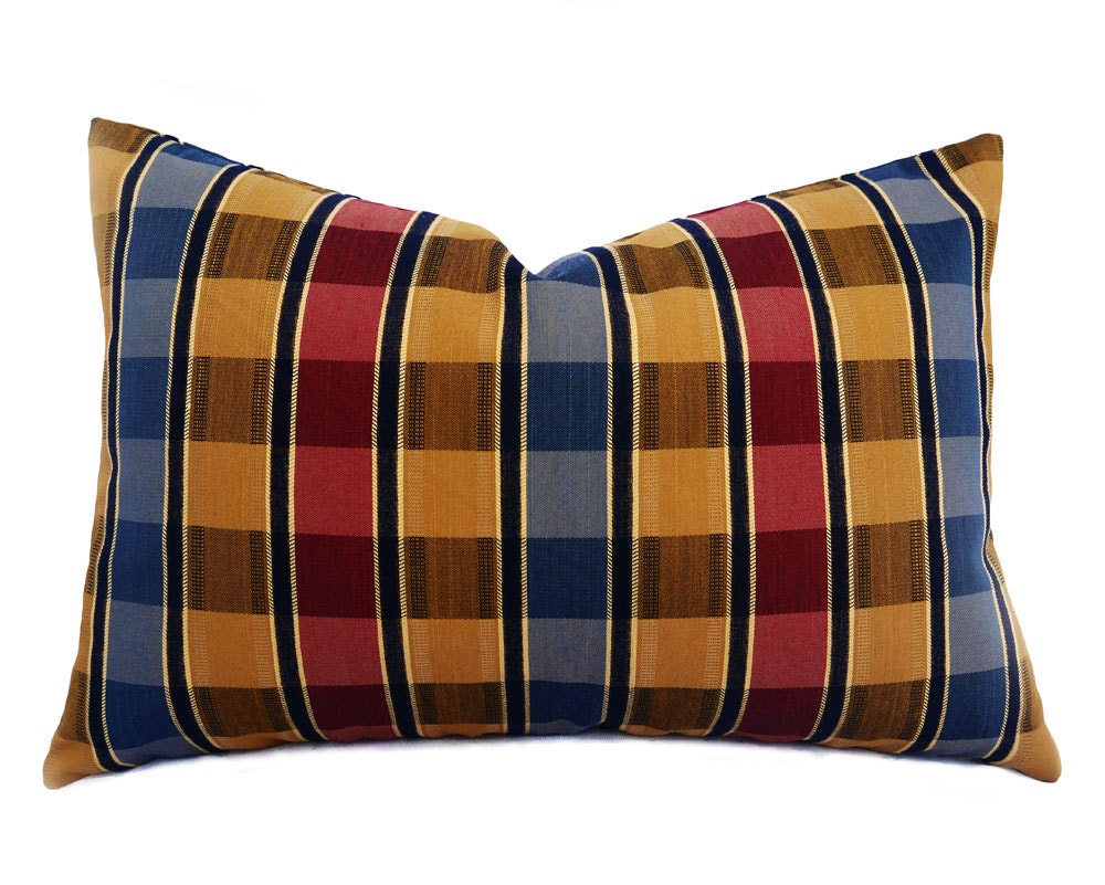 Red Blue Gold Pillow Covers Blue Gold Plaid Pillows Blue Red