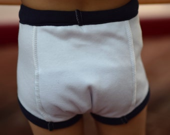 Adult hidden waterproof wet zone knit cloth potty training pants, briefs style, women or men/unisex, print or solid, per pair