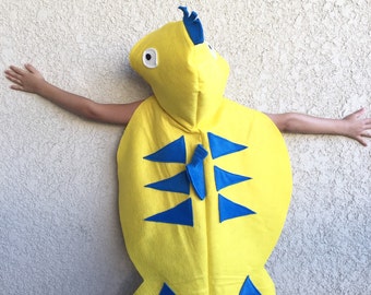 Yellow Fish Hooded Cape, Kids Halloween Costume, Flounder Costume