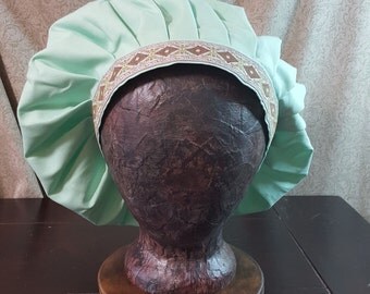 Medieval Caul in Light Mint Green, Muffin Hat Cap, Renaissance Costume, Floppy Hat, Mob Cap, SCA LARP, Peasant Garb, Head Covering